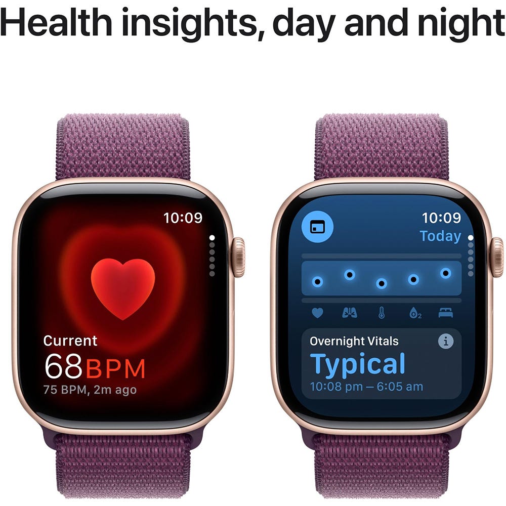 Apple Watch Series 10 46mm Rose Gold Aluminium Case GPS Sport Loop (Plum)