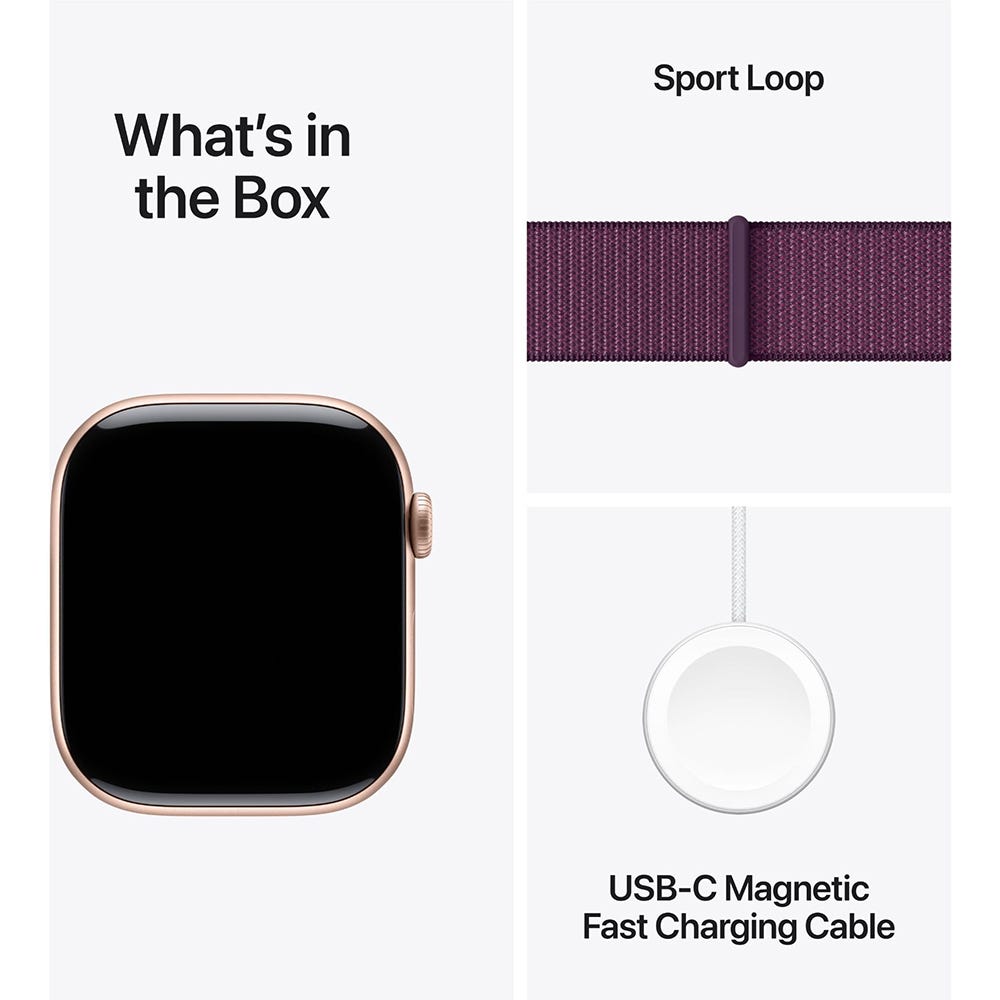 Apple Watch Series 10 46mm Rose Gold Aluminium Case GPS Sport Loop (Plum)