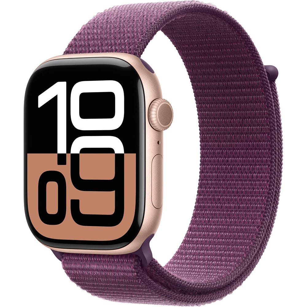 Apple Watch Series 10 46mm Rose Gold Aluminium Case GPS Sport Loop (Plum)