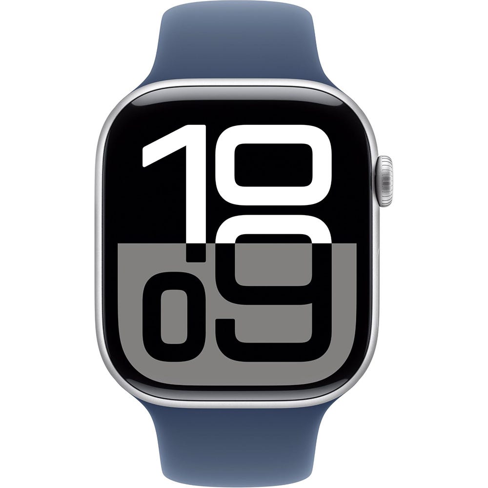 Apple Watch Series 10 46mm Silver Aluminium Case GPS Sport Band (M/L) (Denim)