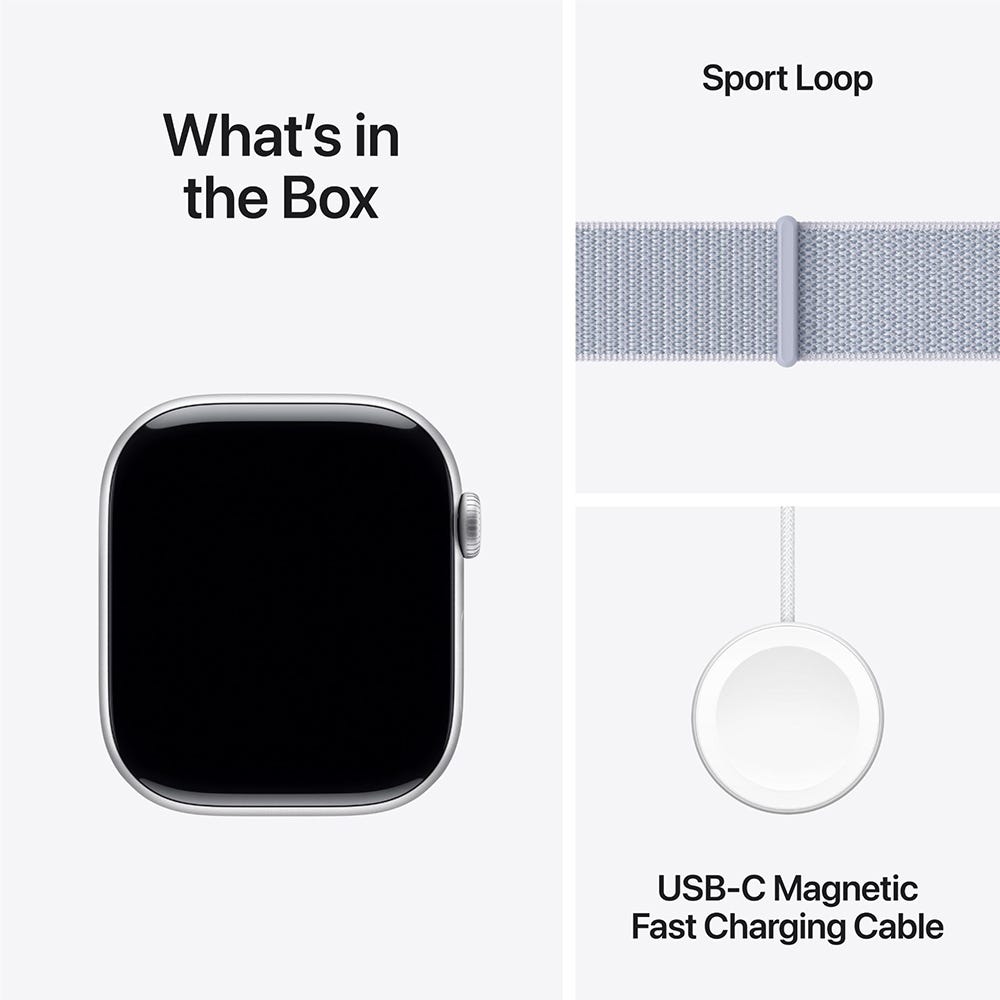 Apple Watch Series 10 46mm Silver Aluminium Case GPS Sport Loop (Blue Cloud)