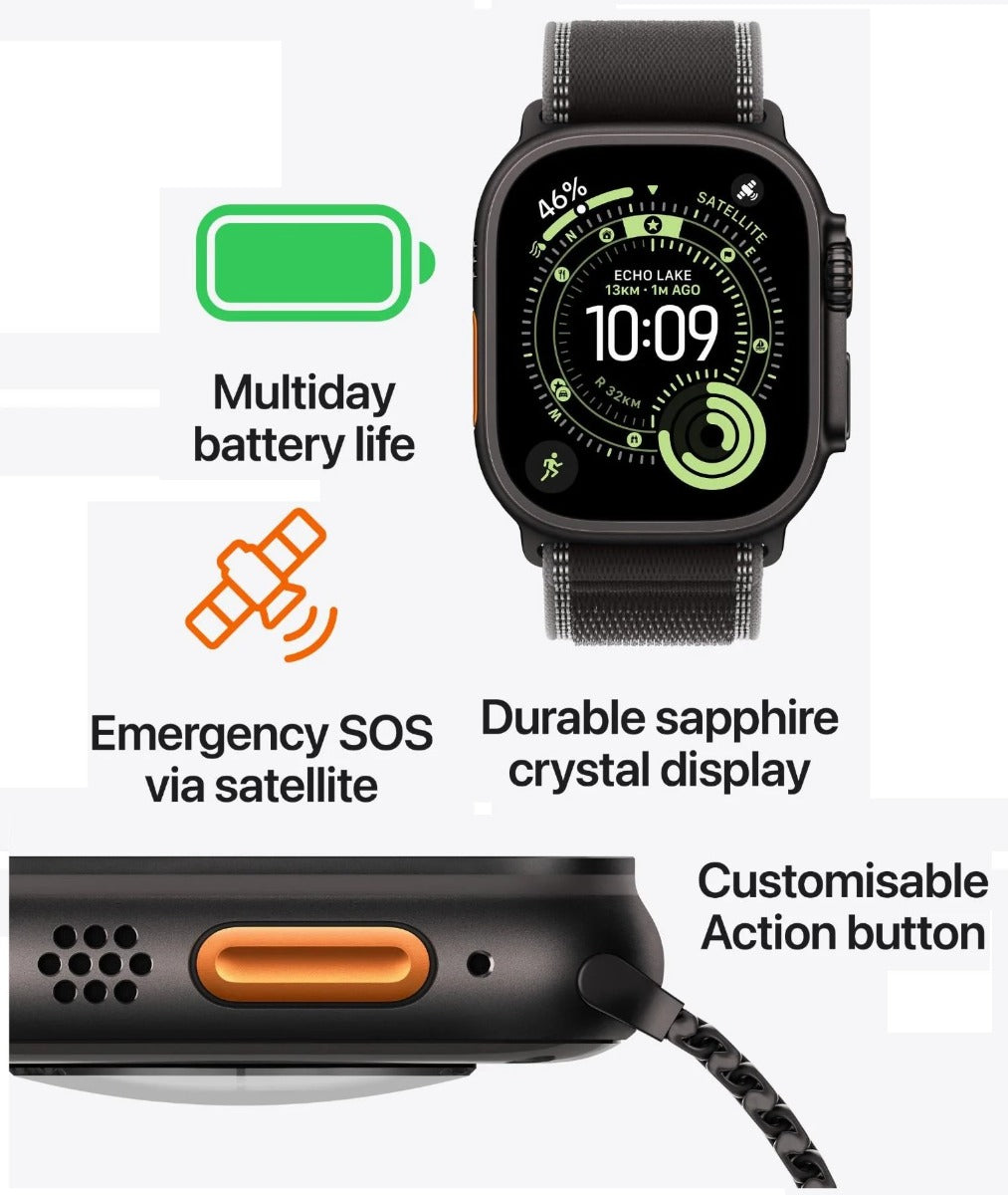 Apple Watch Ultra 3 49mm Black Titanium Case GPS + Cellular Milanese Loop (Medium)