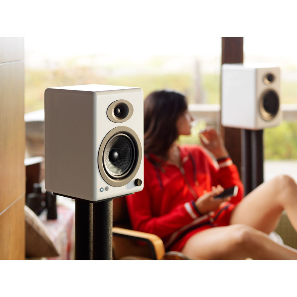 Audioengine A5+ Wireless Powered Bookshelf Speakers - Hi-Gloss White