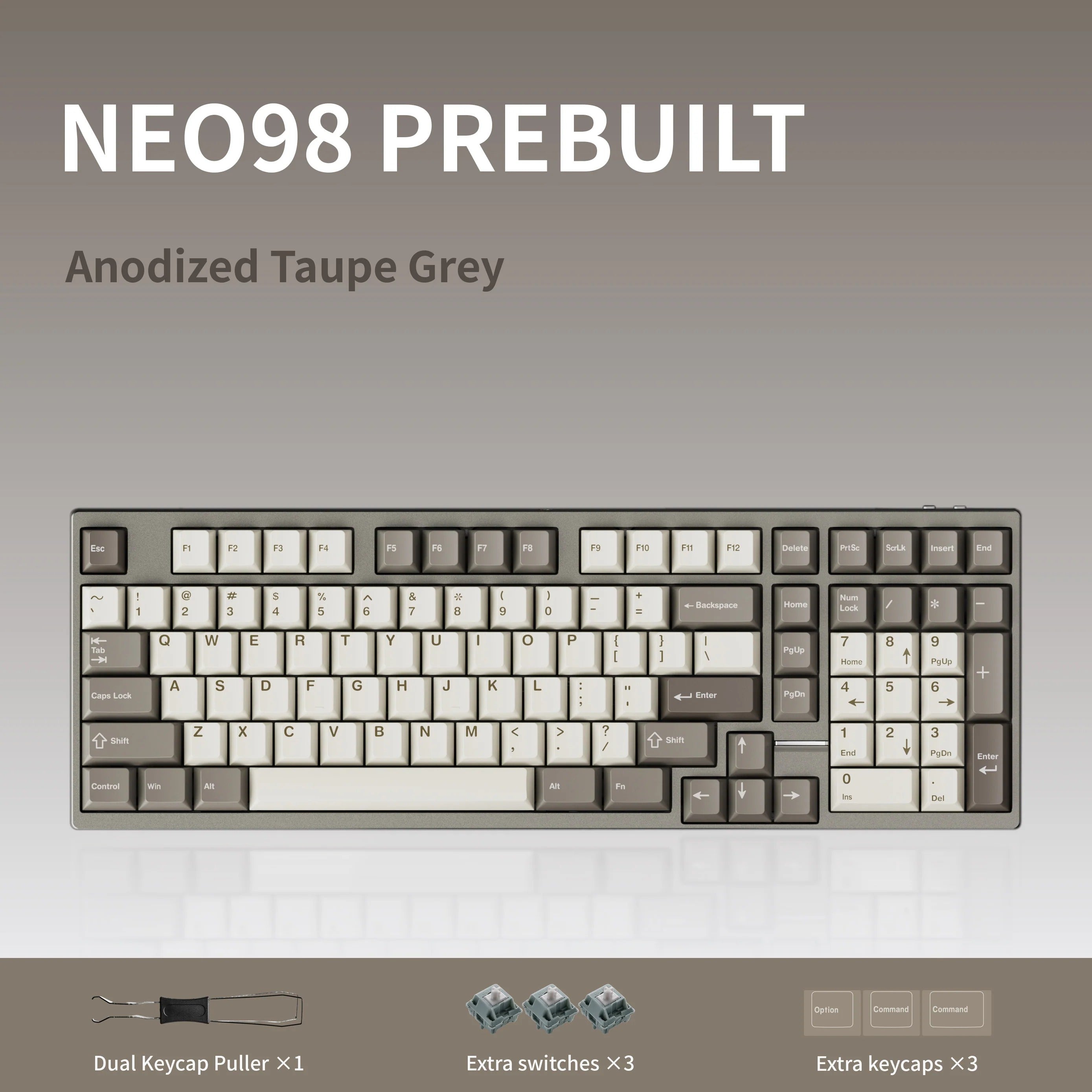 Qwertykeys x Neo Studio Neo98 Wireless Mechanical Keyboard (Anodized Taupe Grey)