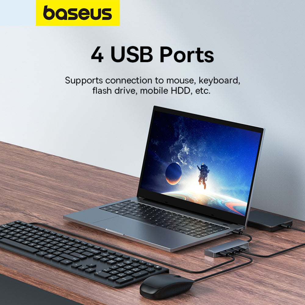Baseus UltraJoy Series 4-Port HUB Lite 15cm (Space Grey)