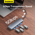 Baseus UltraJoy Series 4-Port HUB Lite 15cm (Space Grey)