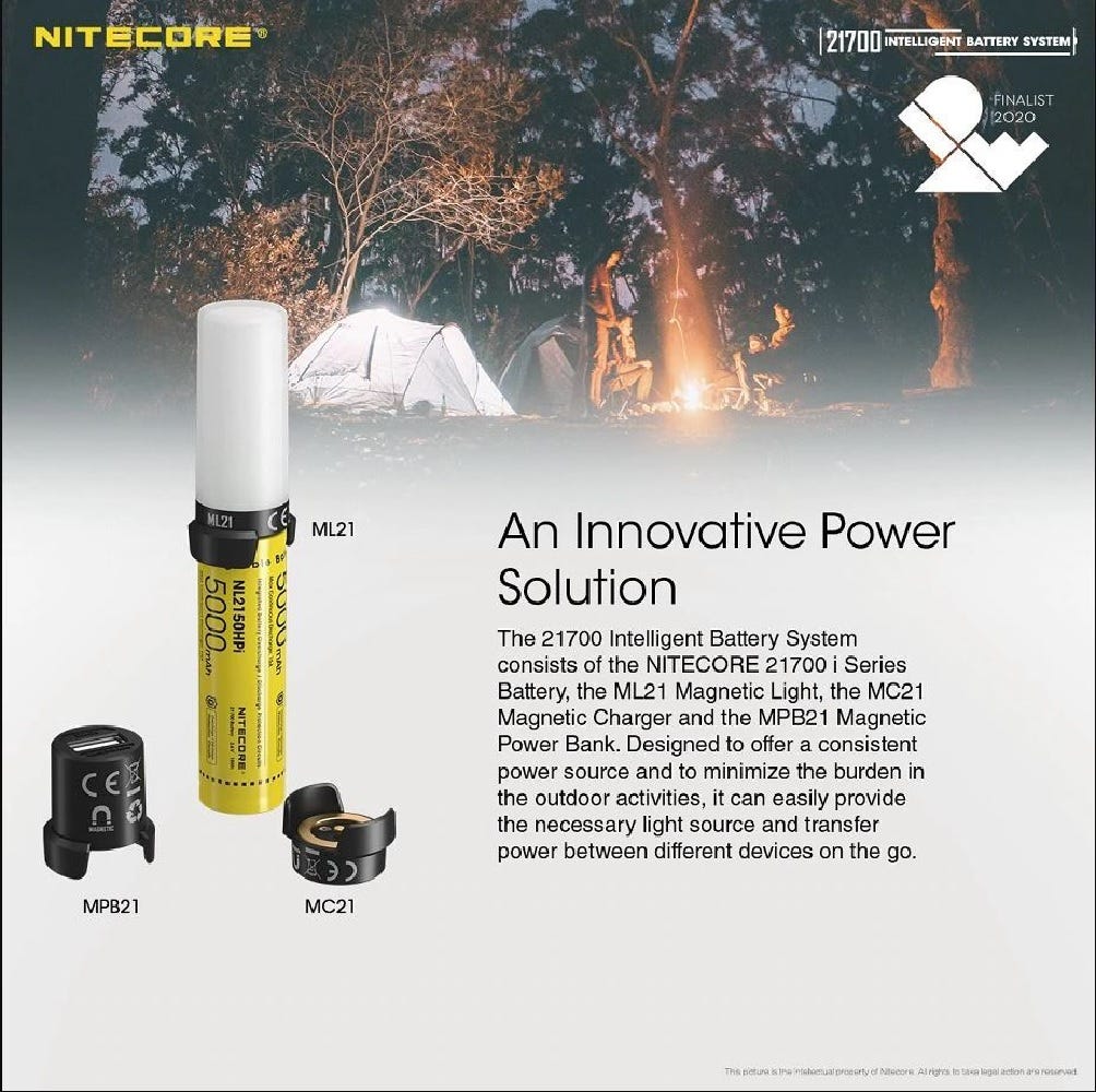 NITECORE NL2150HPi battery 21700 Battery Dual Tip NL21 Magnetic Light