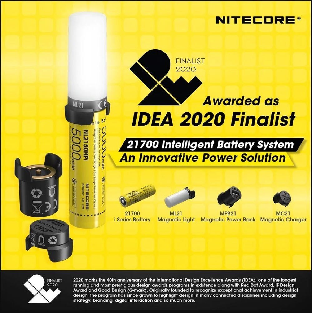 NITECORE NL2150HPi battery 21700 Battery Dual Tip NL21 Magnetic Light