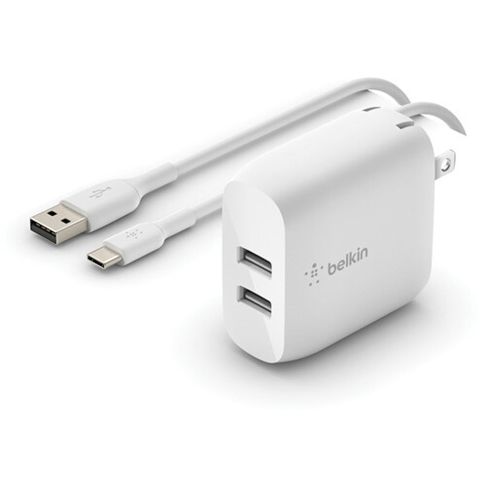 Belkin Boostcharge Dual USB-A Wall Charger 24W + USB-A to USB-C cable White