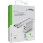 Belkin Boostcharge Dual USB-A Wall Charger 24W + USB-A to USB-C cable White