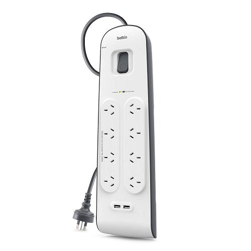 Belkin 2.4 Amp USB Charging 8-outlet Surge Protection Strip White/Grey