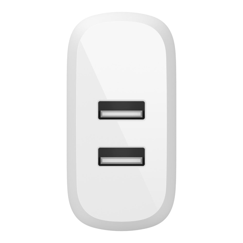Belkin Boostcharge Dual USB-A Wall Charger 24W + Lightning to USB-A Cable White