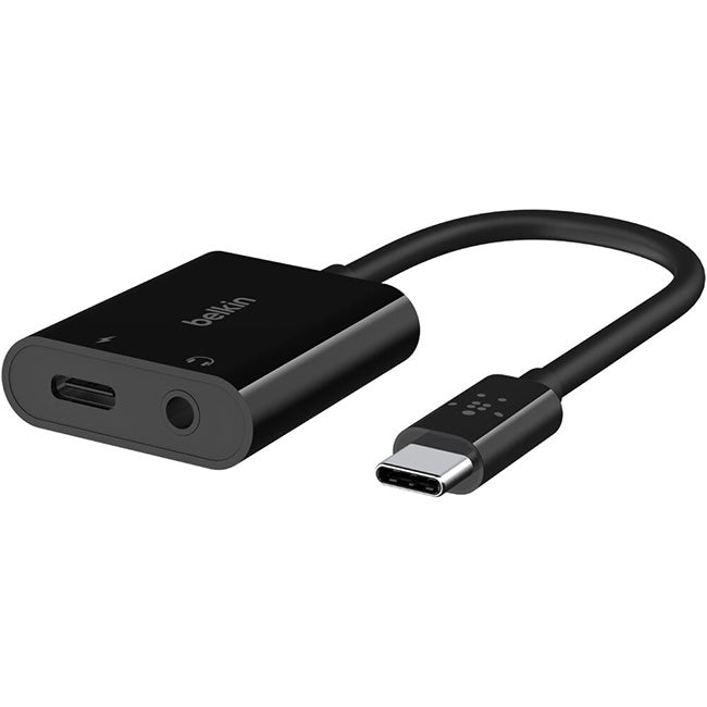 Belkin RockStar 3.5mm Audio & USB-C Charge Adapter (Black)-01