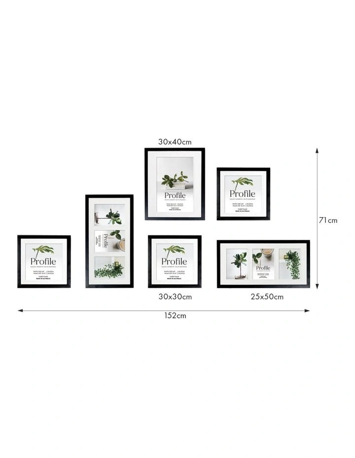 Deluxe Gallery Photo Wall Frame Set A - 6 Frames - Black
