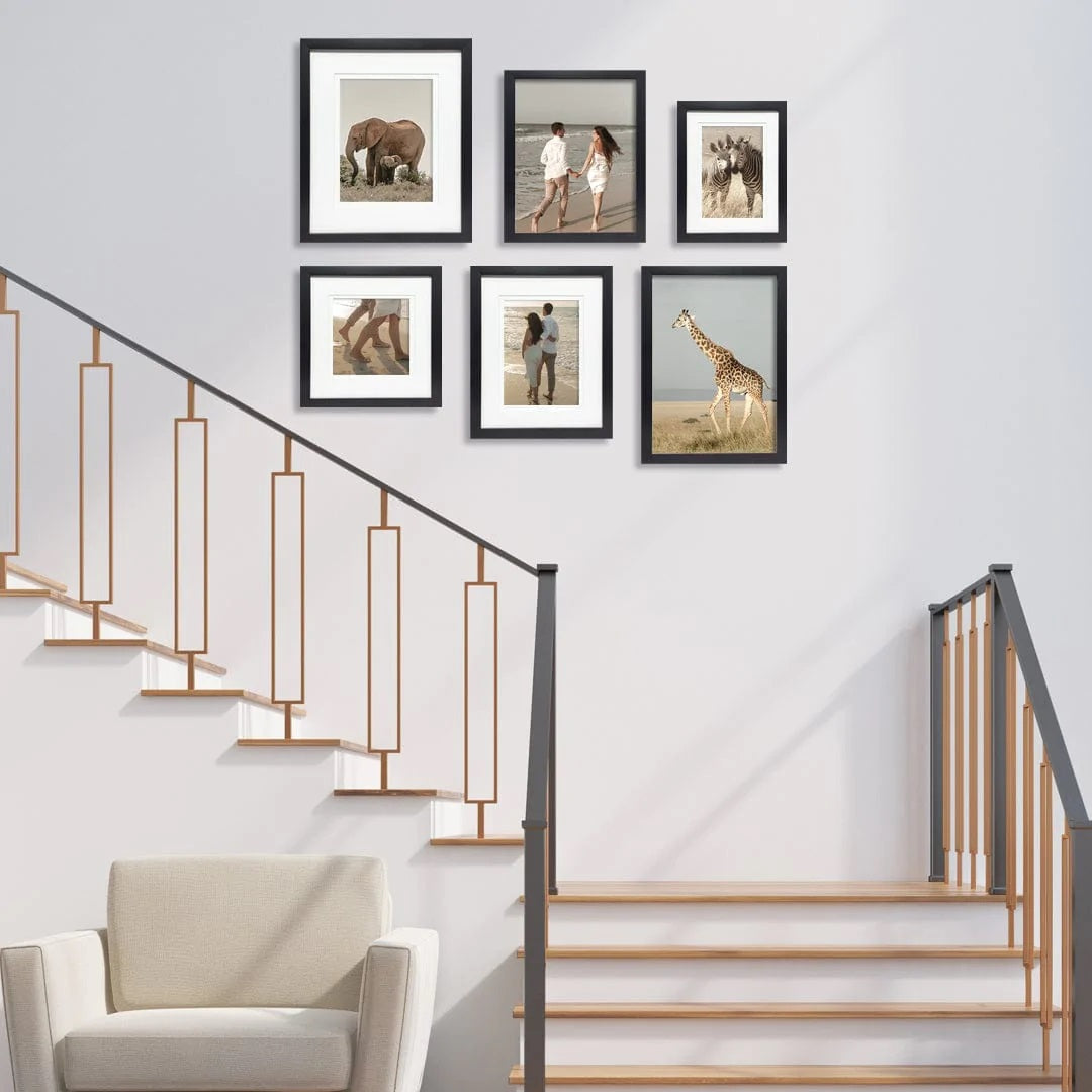 Deluxe Gallery Photo Wall Frame Set B - 6 Frames - Black