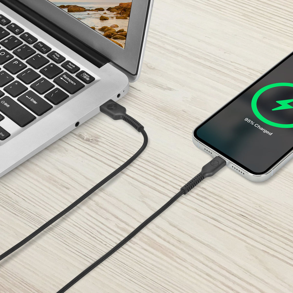 Bonelk 1.2m Long-Life Easy Grip USB-A to Lightning Cable (Black)