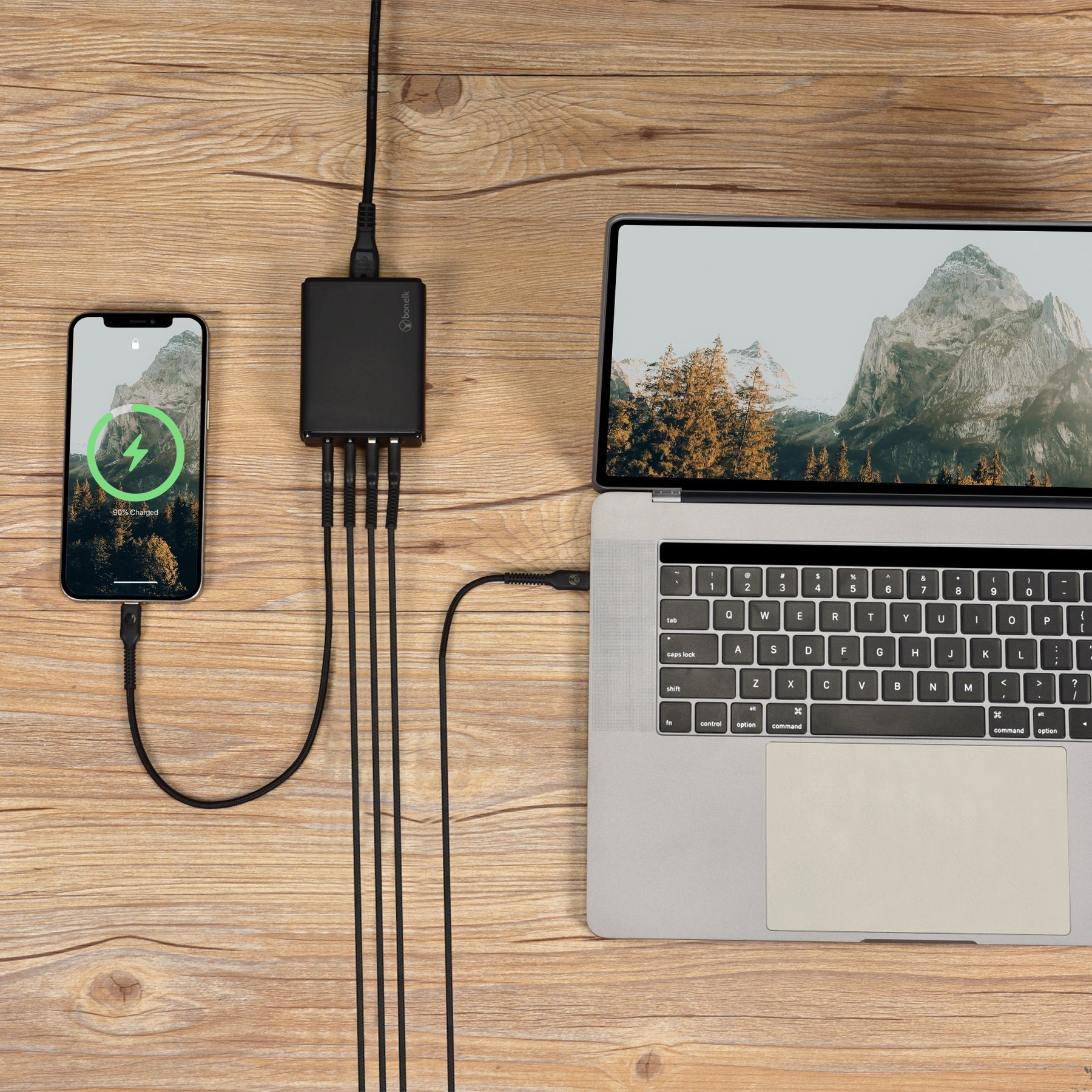 Bonelk Desktop Charger 2 x USB-C 2 x USB-A 65W (Black)