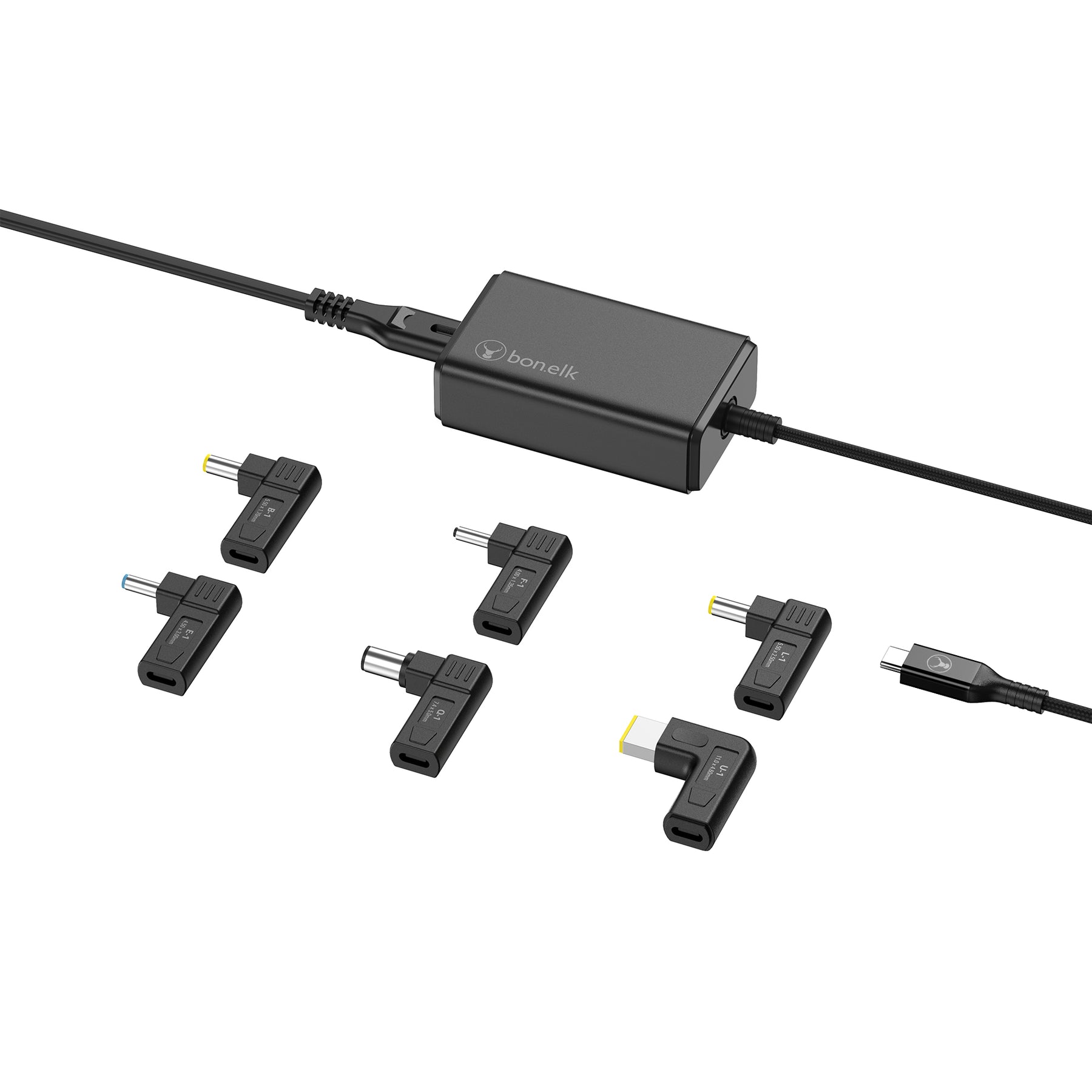 Bonelk Long-Life 65W GaN Multi-Device Laptop Charger, in-built Cable 1.5m (Black)