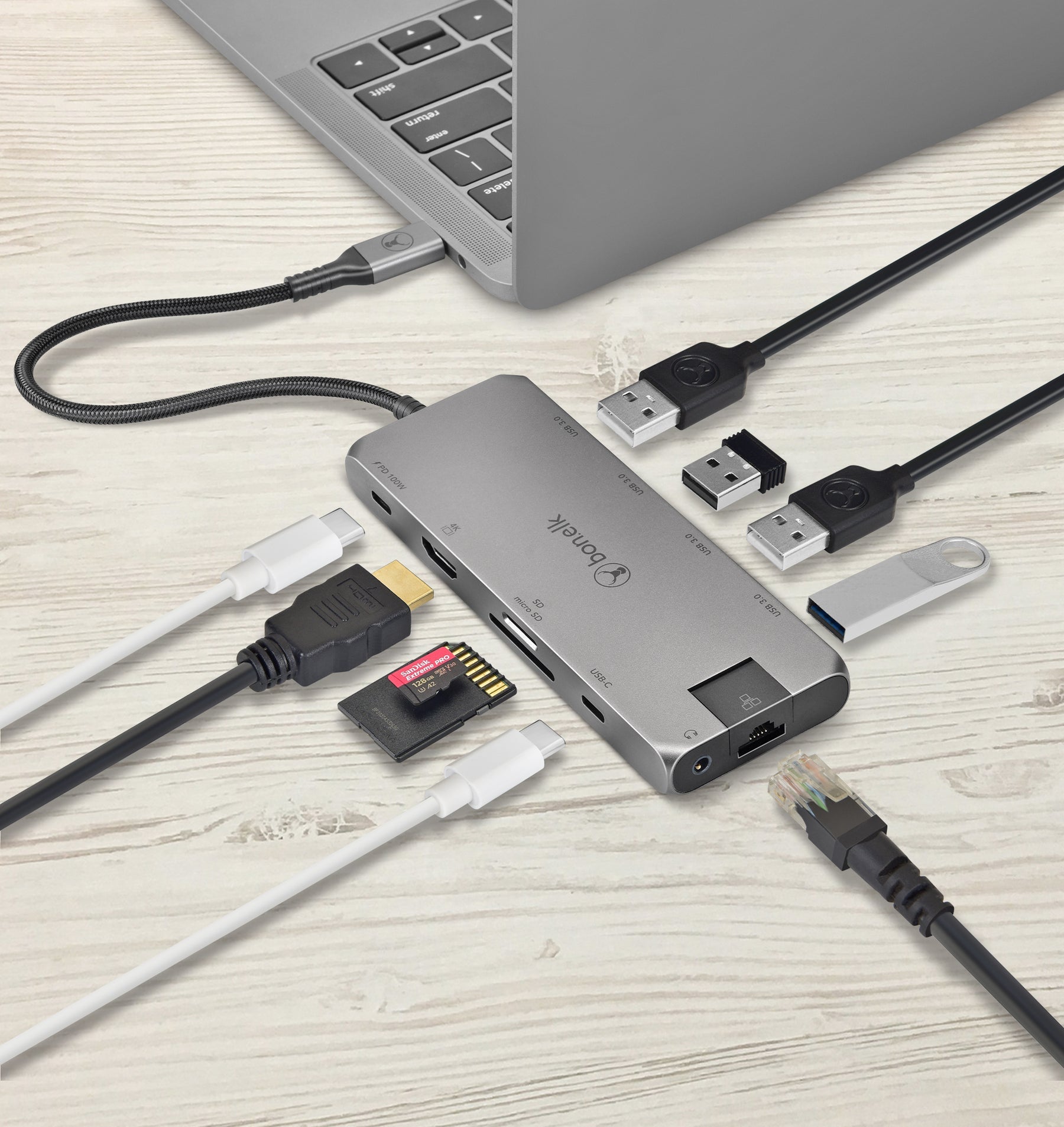 Bonelk Long-Life USB-C to 11-in-1 Multiport Hub (Space Grey)