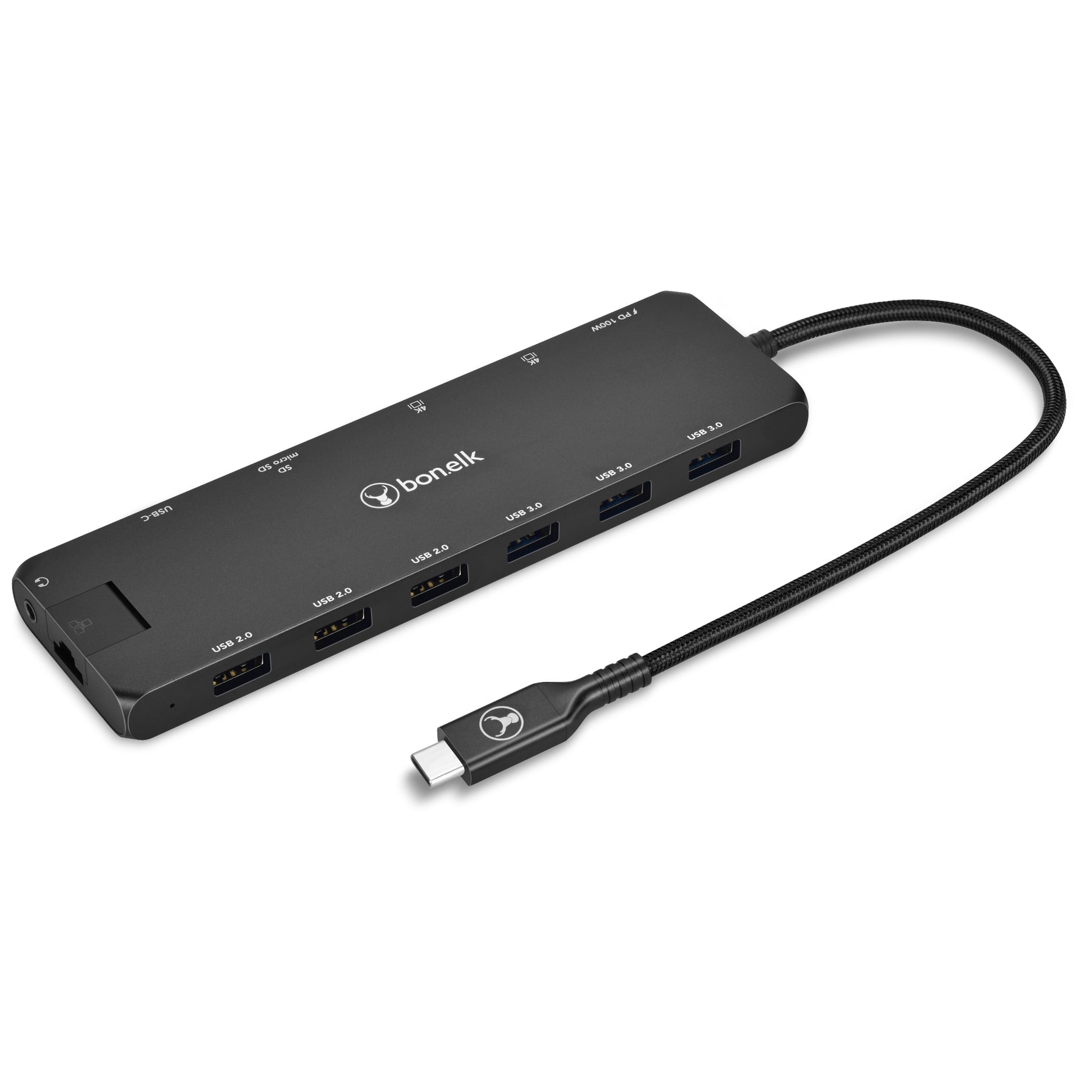 Bonelk Long-Life USB-C to 14-in-1 Multiport Hub (Black) 
