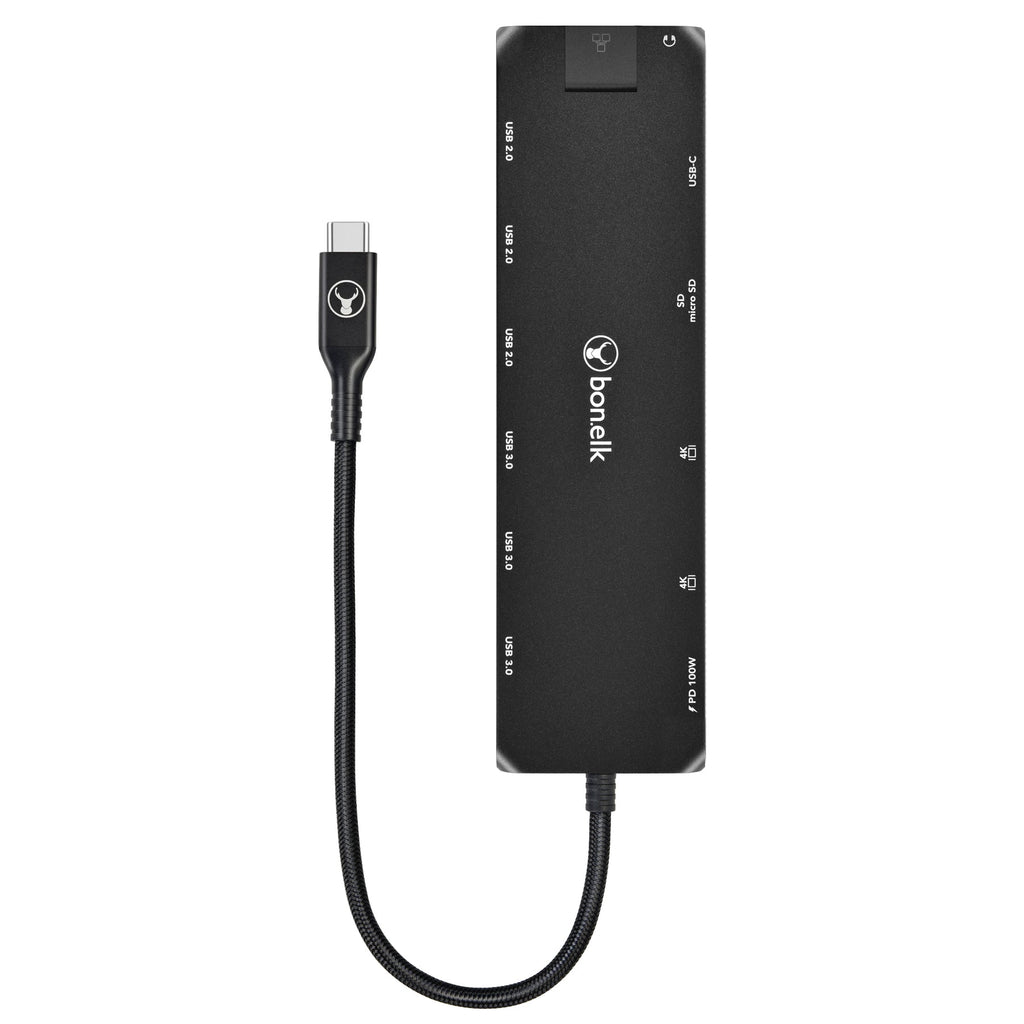 Bonelk Long-Life USB-C to 14-in-1 Multiport Hub (Black) 