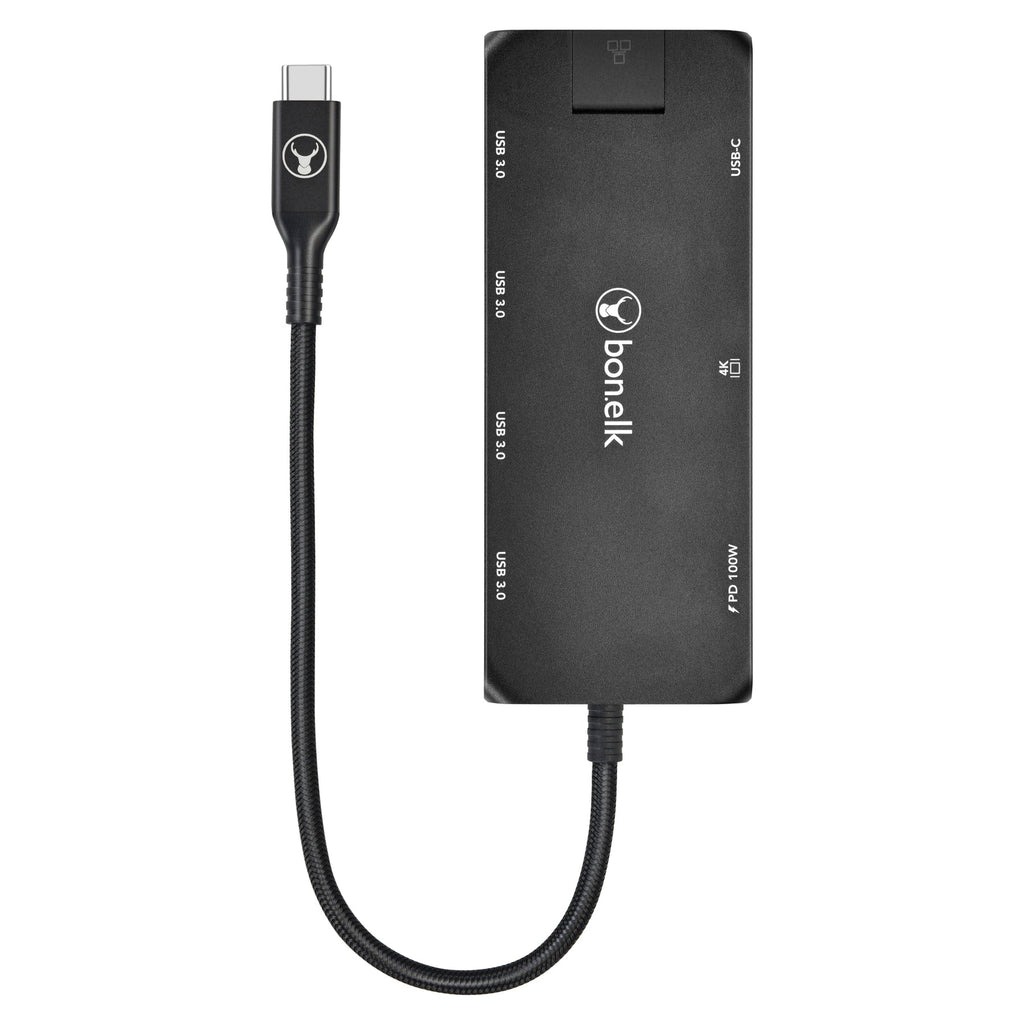 Bonelk Long-Life USB-C to 8-in-1 Multiport Hub (Black) 