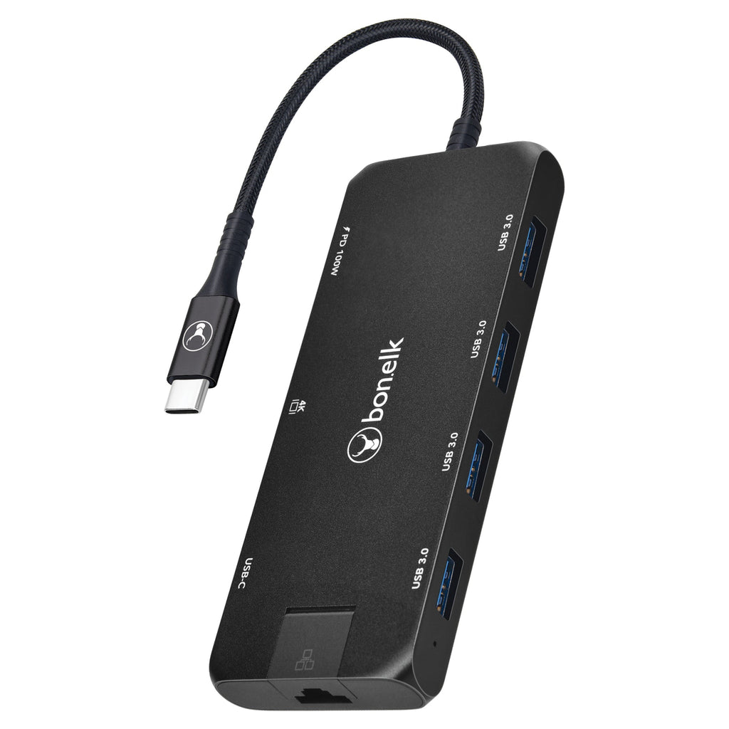 Bonelk Long-Life USB-C to 8-in-1 Multiport Hub (Black) 