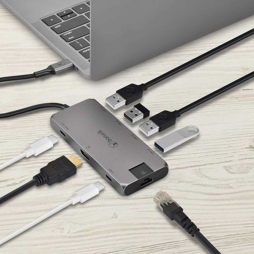 Bonelk Long-Life USB-C to 8-in-1 Multiport Hub (Space Grey)