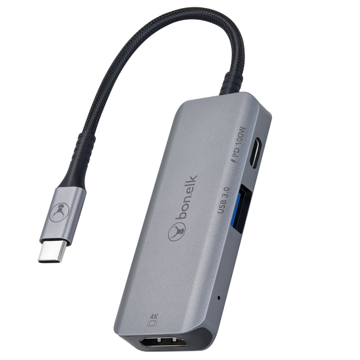Bonelk USB-C Long-Life Series 3-in-1 Multiport Hub, Space Grey - ELK-80020-R