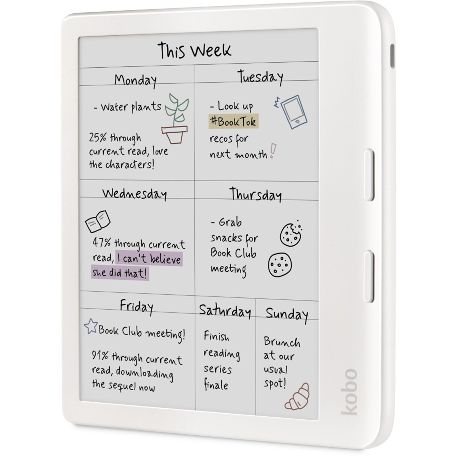 Kobo Libra Colour White with Notebook SleepCover Case (Sand Beige)