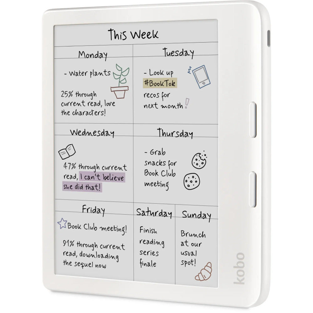 Kobo Libra Colour White with Notebook SleepCover Case (Black)