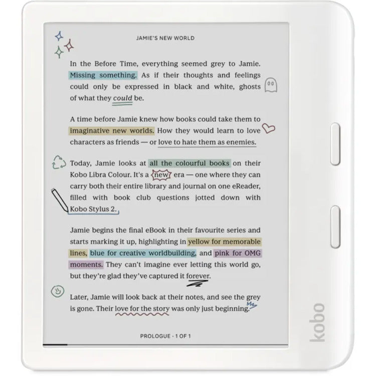 Kobo Libra Colour White with Notebook SleepCover Case (Dusk Blue)