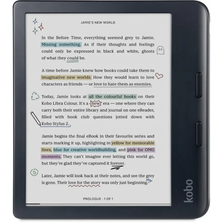 Kobo Libra Colour Black with SleepCover Case (Dusk Blue)
