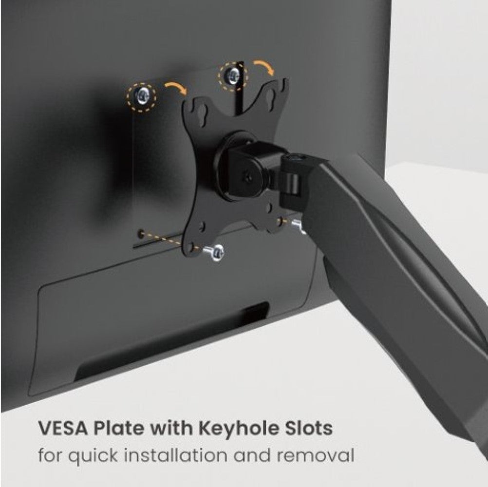 Brateck Economy Single Screen Spring-Assisted Monitor Arm