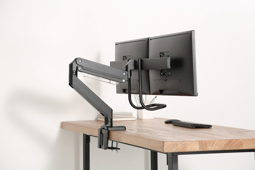 Brateck Dual Monitors Aluminum Heavy-Duty Gas Spring Monitor Arm with Handle