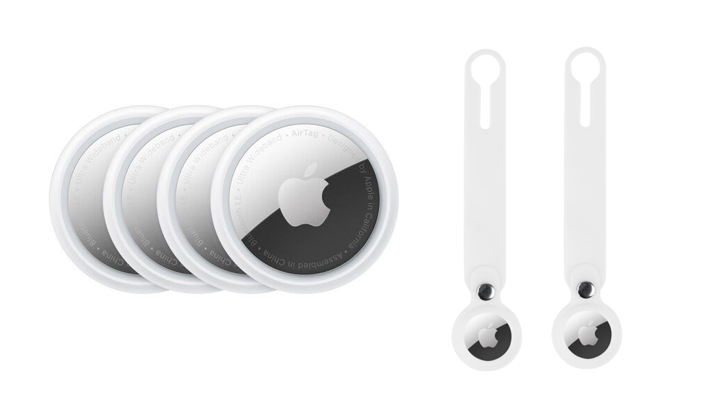 Apple AirTag 4 Pack with 2x Silicone Cover Loop (White)