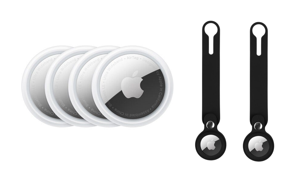 Apple AirTag 4 Pack with 2x Silicone Cover Loop (Black)