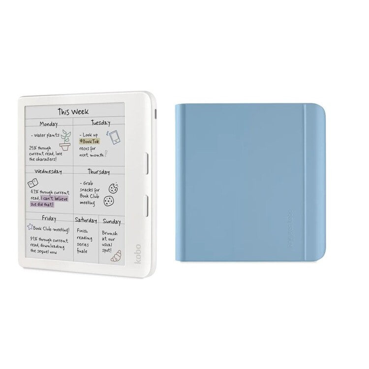 Kobo Libra Colour White with Notebook SleepCover Case (Dusk Blue)