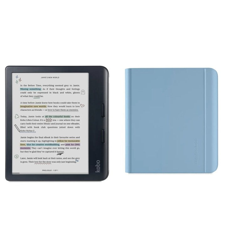 Kobo Libra Colour Black with SleepCover Case (Dusk Blue)