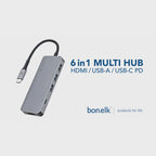 Bonelk Long-Life USB-C to 6-in-1 Multiport Hub (Space Grey)
