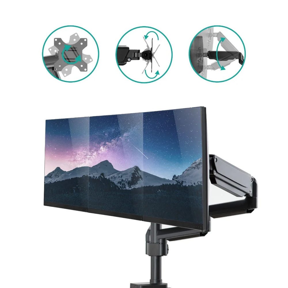 mbeat actiVIVA ErgoLife Triple Monitor Screen Gas Spring Monitor Arm
