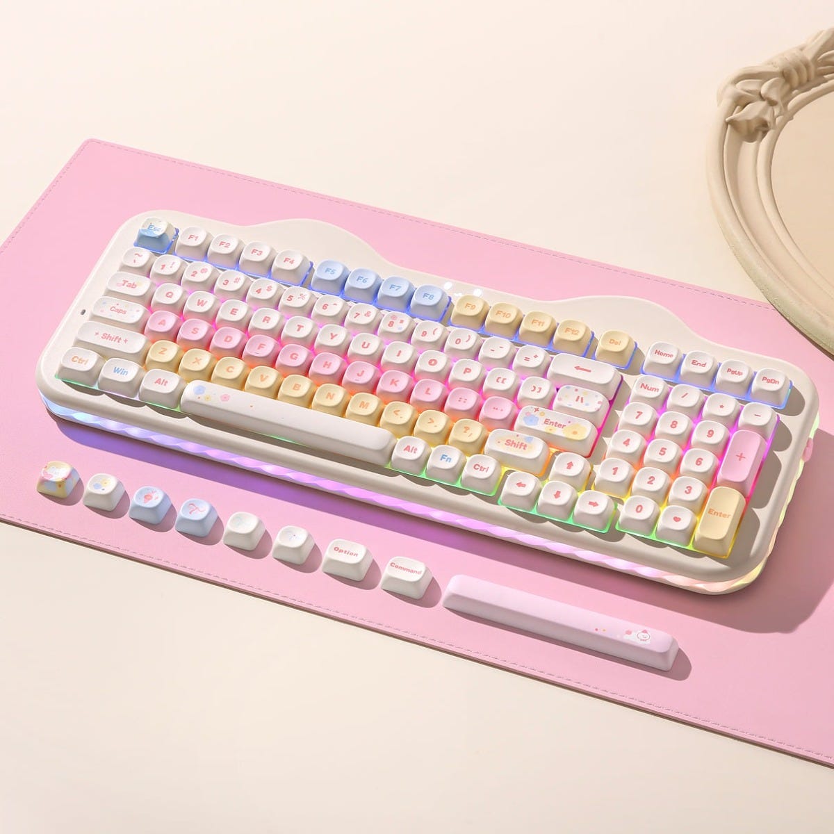 YUNZII C98 Cake Meow Wireless Keyboard (Beige) (Candy Linear Switch)