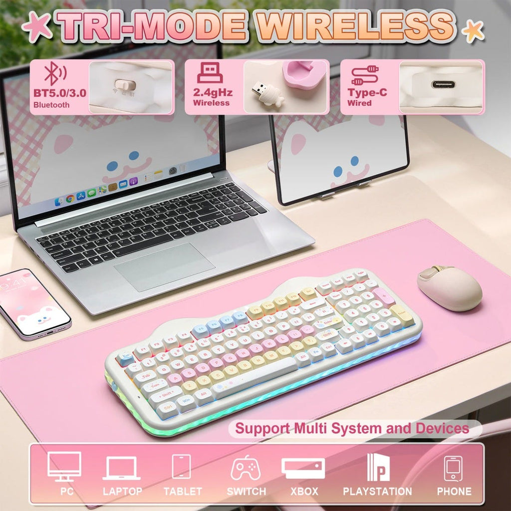 YUNZII C98 Cake Meow Wireless Keyboard (Beige) (Candy Linear Switch)