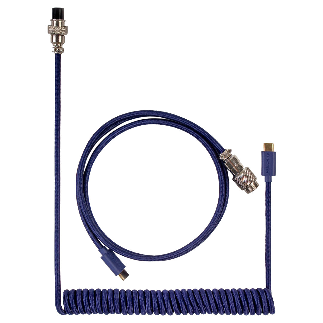 Keychron Custom Coiled Cable Aviator USB-C Cable with USB-A Adapter (Blue)