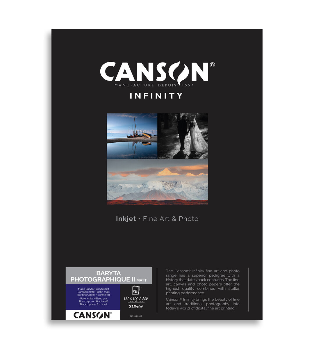 Canson Baryta Photographique II Matt 310gsm A3+ x 25 Sheets