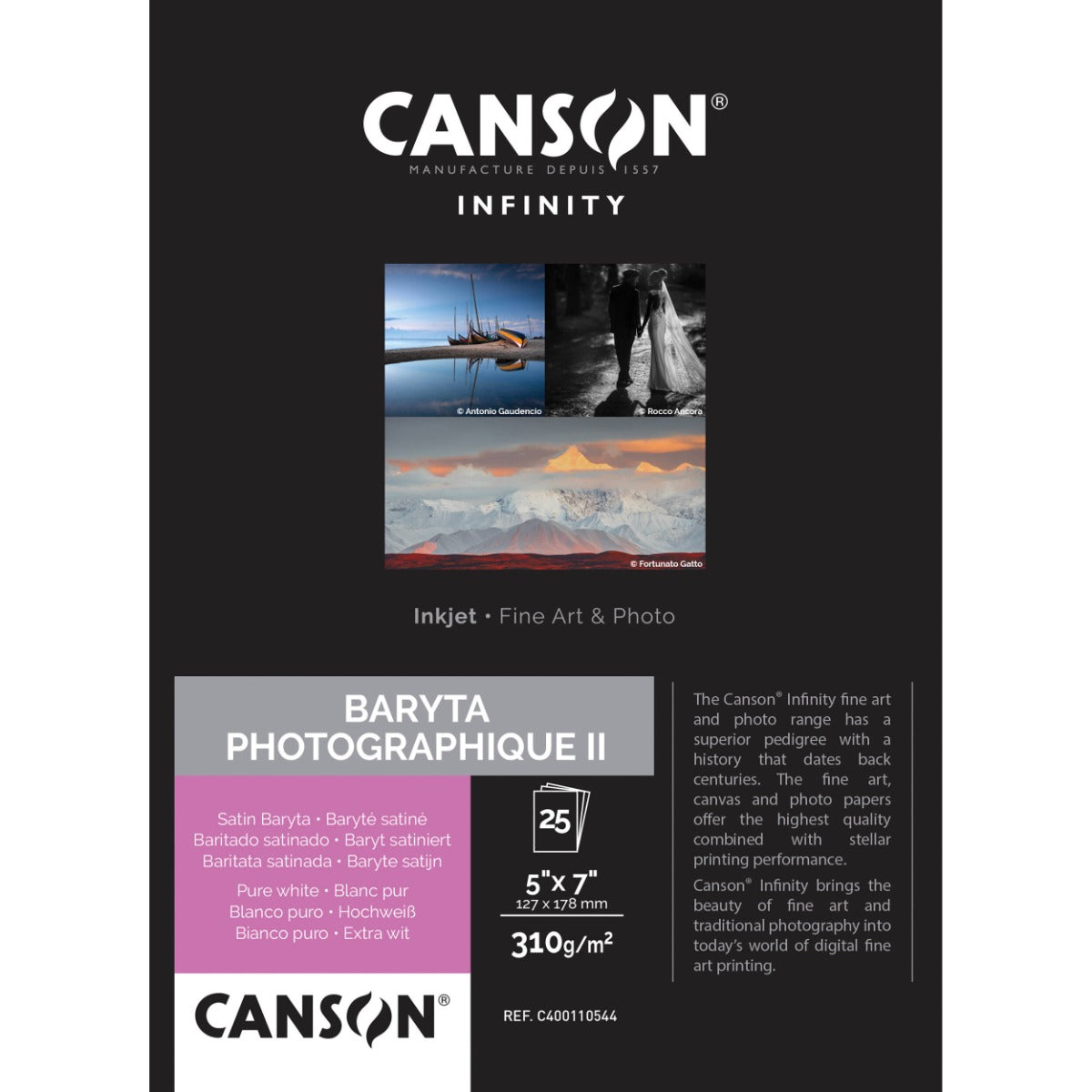 Canson Baryta Photographique II 310gsm 5x7 x 25 Sheets