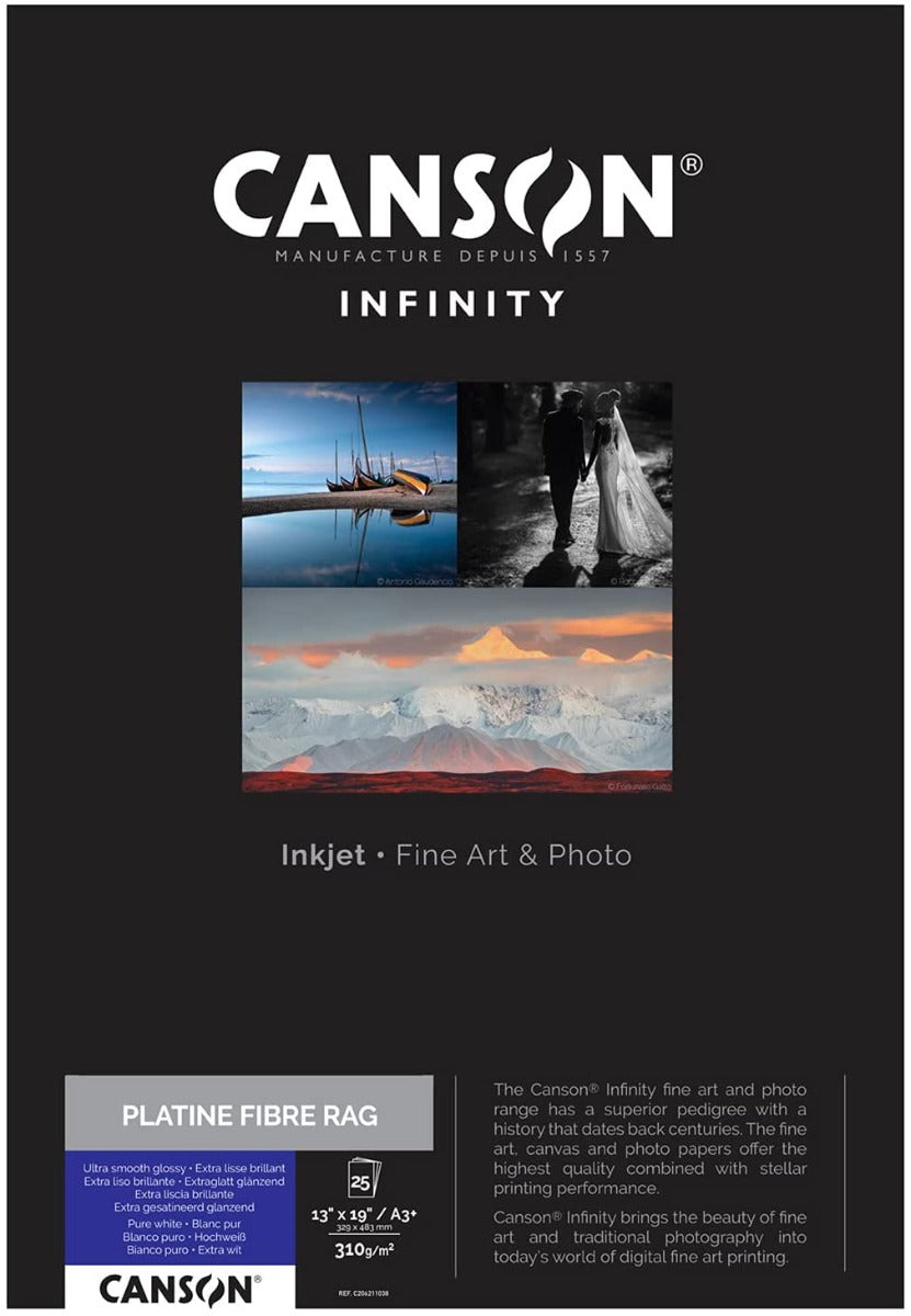 Canson Platine Fibre Rag 310gsm A3+ x 25 Sheets