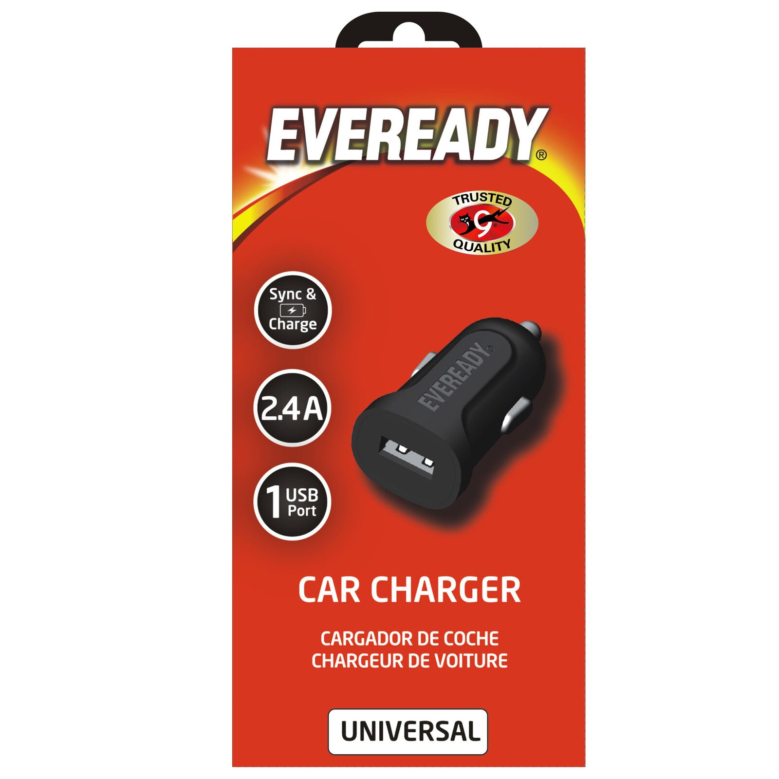 Eveready Car Adapter 2.4A Black
