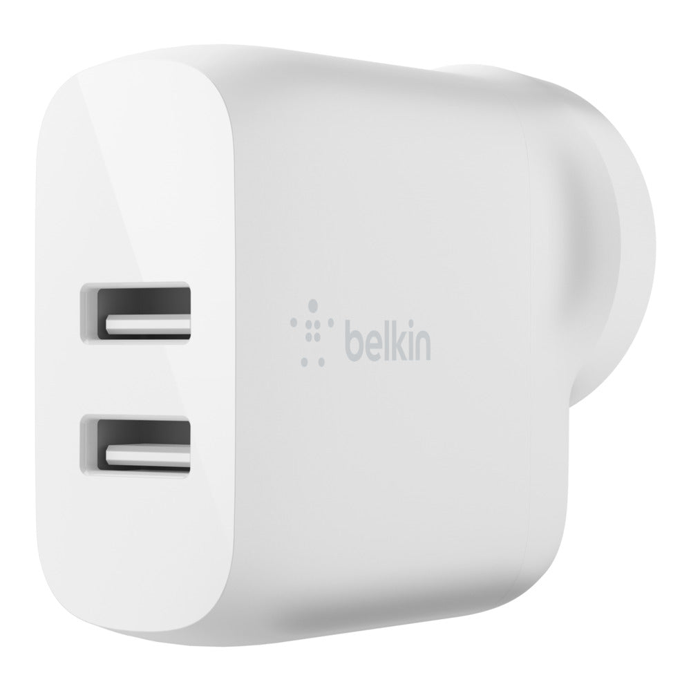 Belkin BoostCharge Dual USB-A Wall Charger 24W, White - WCB002AUWH