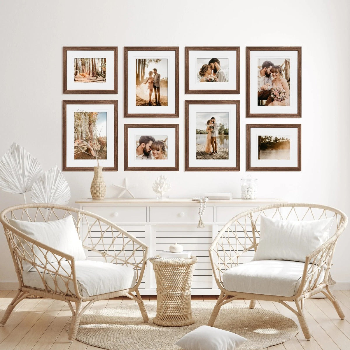 Deluxe Gallery Photo Wall Frame Set E - 8 Frames - Chestnut